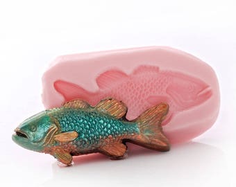 Silicone Fish Mold - Food Safe Fondant Chocolate Candy Gum Paste Mold - Jewelry Resin Metal Clay Fimo Mod Podge Melt Sculpey Mold  (899)