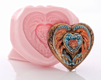 Heart Silicone Mold Flexible easy to use Food Safe For Fondant Chocolate Mints Jewelry Mold for Resin Polymer Clay Metal Clay Urethane (891)