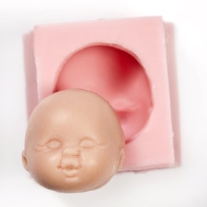 Baby face silicone mold sculpy face mold polymer clays la doll clay mold cold porcelain clay baby mold soap baby mold 527 image 3