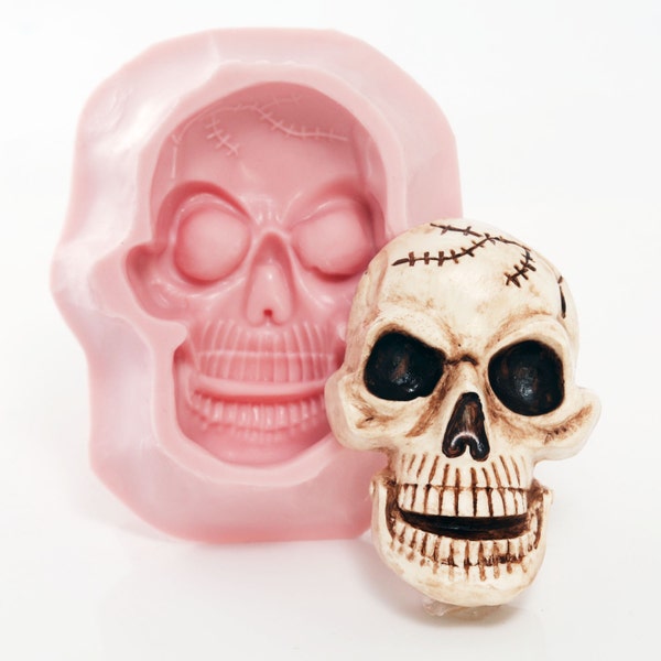 Large Skull Silicone Mold, Fondant Chocolate Food Skull Mold, Craft Resin Mold, Soap Skull Mold, Clay Skeleton Halloween Mold   (557)