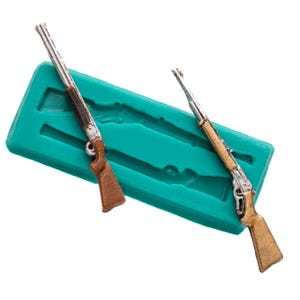 Silikonform Erzeugt Zwei Gewehre - Schrotflinten - Pistolen - Verwendung mit Fondant, Süßigkeiten, Schokolade Schmuck, Harz, Epoxy Clay, Polymer Clay (963)