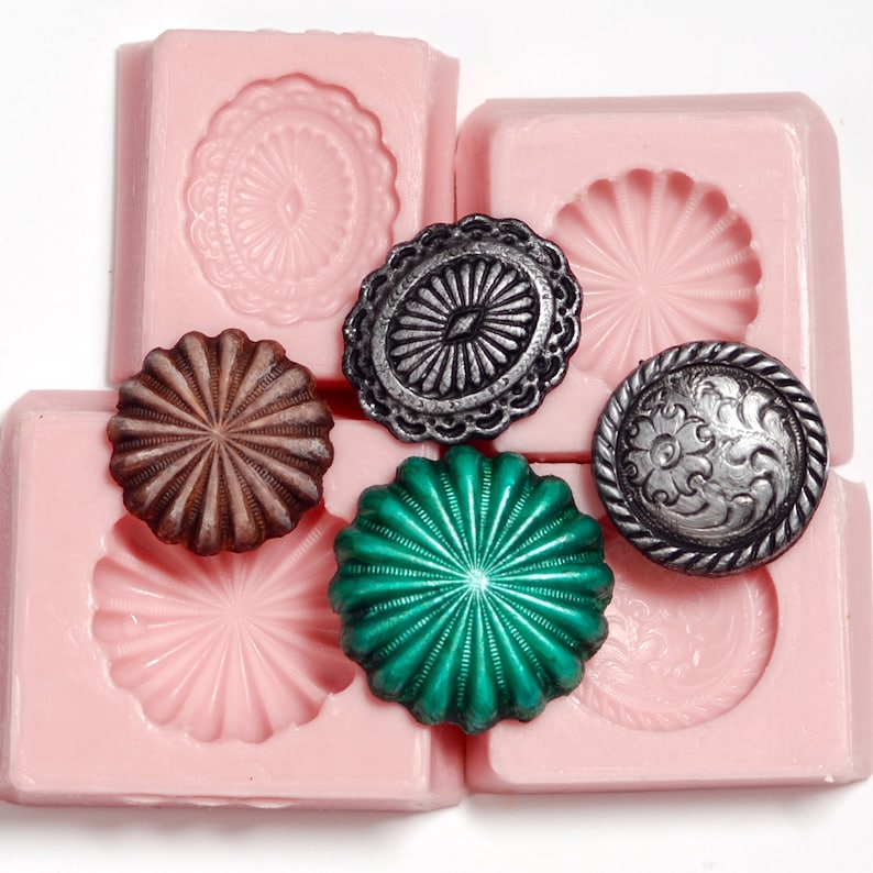 Western Button Silicone Mold Mould Set 4 Flexible Easy Use Molds for ...