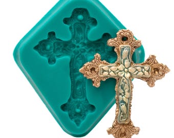 Silicone Victorian Cross Mold Mould for Fondant - Gum Paste - Chocolate - Candy - Clay - Resin - Utee Crafts, Jewelry or Food Mold (2)