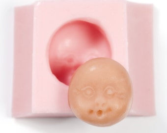 Cute Baby doll face silicone mold for crafts, resin casting, polymer clays, plaster, original design flexible mold (523)