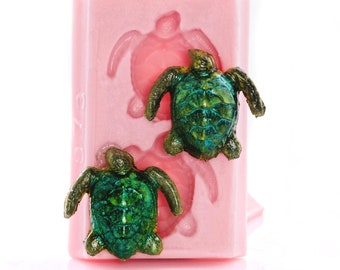 Turtle Silicone Mold - Sea Turtle Silicone Mold - Food Safe Fondant Chocolate Mint - Jewelry Resin Polymer Clay Soap Embed Metal Clay (873)
