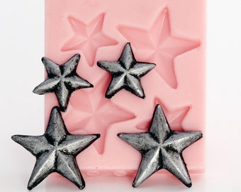 Silicone star mold - primitive star mould easy to use with resin, clay, metal clays, create jewelry and crafts - fondant, gum paste   (902)