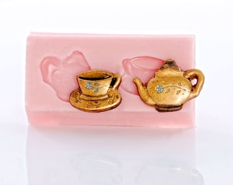 Tea Pot Mold (IMPERFECT/SLIGHT DEFECT) Flexible Silicone, Food Safe, Fondant, Chocolate, Candy, Cream Cheese Mints, Resin, Clay  (S856)