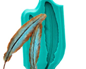 Feather Silicone Mold - Fondant, Chocolate, Resin, Polymer Clay, Epoxy, Metal Clay Flexible Silicon Mould Made in the USA (724)
