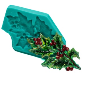 Holly Leaf Silicone Mold - Flexible Food Safe Mold - Fondant Sugar Candy - Craft Jewelry Mold - Resin Polymer Clay Utee Metal Clay  (744)
