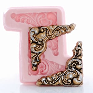 Silicone Mold Victorian Corner Scroll Mold  Food Safe Fondant Chocolate Sugar Mold  Craft Resin Polymer Clay Furniture Mold  (735)