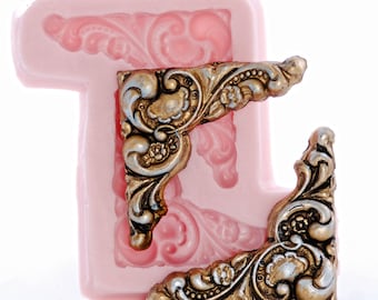 Silicone Mold Victorian Corner Scroll Mold  Food Safe Fondant Chocolate Sugar Mold  Craft Resin Polymer Clay Furniture Mold  (735)