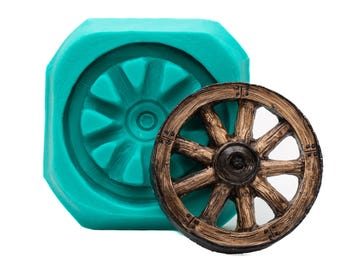 Silicone Wagon Wheel Mold Flexible Food Safe Western Wagon Wheel Mould - Fondant, Candy, Craft, Resin, Polymer Clay Mold (962)
