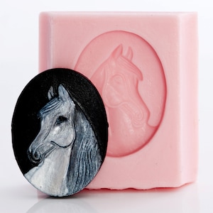 Horse Cameo silicone mold -  jewelry pendant mold  - resin horse mold - clay mold - pmc mold - food safe candy chocolate mold (922)