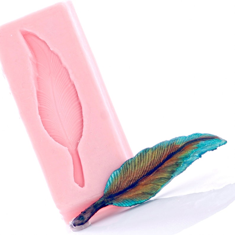Feather Silicone Mold Mould Food Safe Fondant Sugar Chocolate Candy Butter Cream Cheese Mint Mould Jewelry Resin Polymer Clay PMC Mold 715