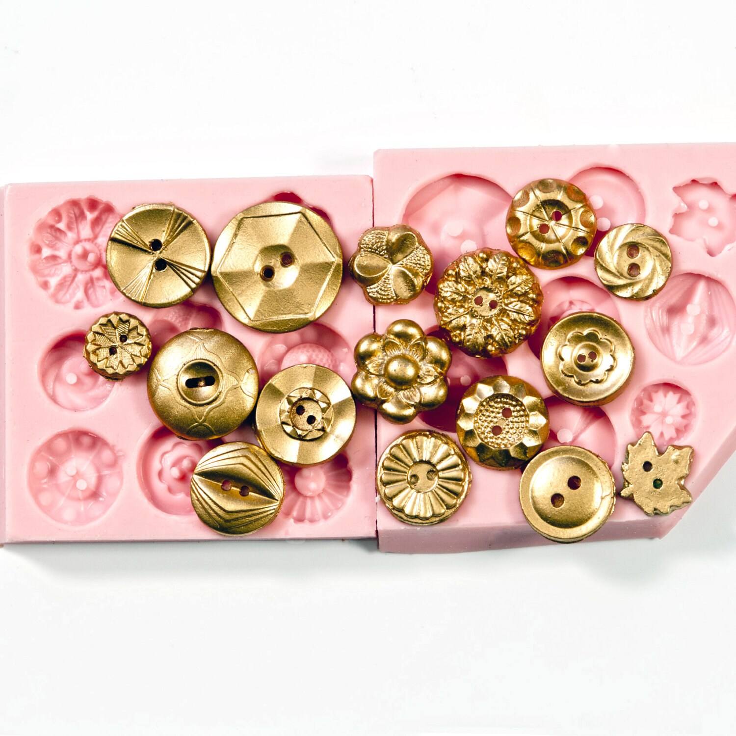 Button Mold Set of Two Silicone Molds Create Fondant Vintage Etsy