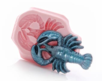 Lobster Silicone Mold - Food Safe Fondant Chocolate Candy Mold - Jewelry Resin Metal Clay Fimo Soap Mod Podge Melt Mold  (405)