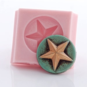 Western Lone Star Button Mold Food Safe Fondant Chocolate Cream Cheese Mints Jewelry Cabochon Resin Sclupey Fimo Clay Wax Soap Metal (946)