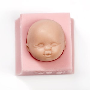 Baby face silicone mold - sculpy face mold - polymer clays - la doll clay mold - cold porcelain clay baby mold - soap baby mold (527)