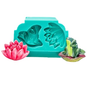 Stampo in silicone - Stampo a forma di rana e ninfea - Stampo per fondente sicuro per alimenti - Stampo per cioccolato - Stampo per caramelle - Stampo per zucchero - Stampo in resina - Stampo in argilla (824)