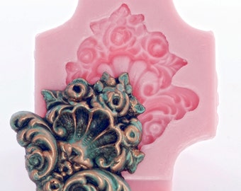 Medallion Scroll Silicone Mold Cake Decorating Mold Food Safe Fondant Craft Jewelry Cabochon Mold Resin Polymer Clay Wax Soap Mold (720)