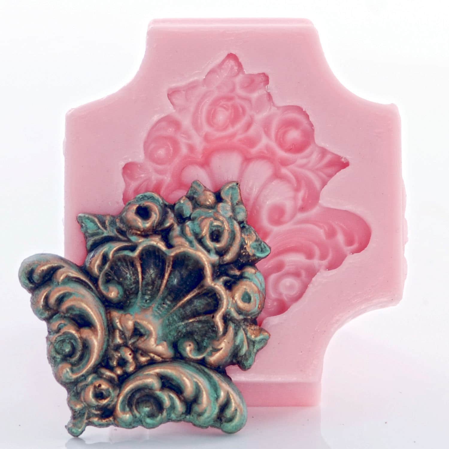 Medallion Scroll Silicone Mold Cake Decorating Mold Food Safe Fondant Craft Jewelry Cabochon Mold Resin Polymer Clay Wax Soap Mold (720)