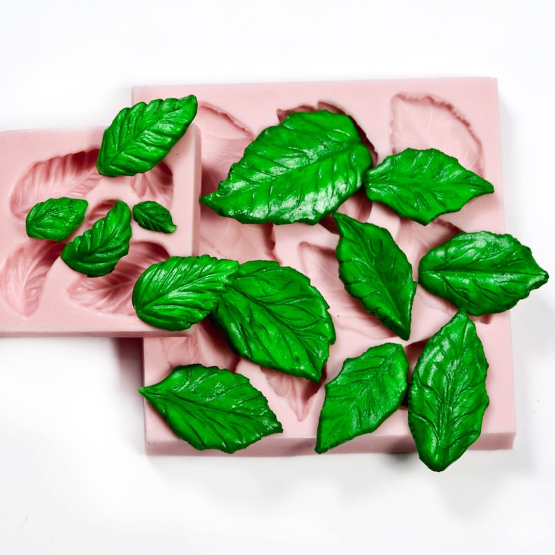 Leaf Mold Set Two silicone molds create 13 leaves Fondant Etsy