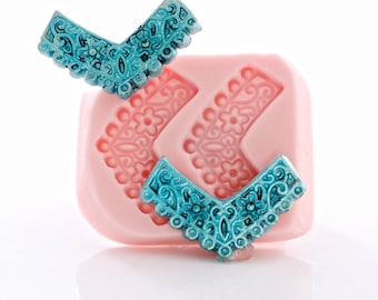 Lace Corner Silicone Mold Romantic Victorian style Fondant, Candy, Cake Decorating Mold - Jewelry Polymer Clay, Utee, Resin Mold (733)