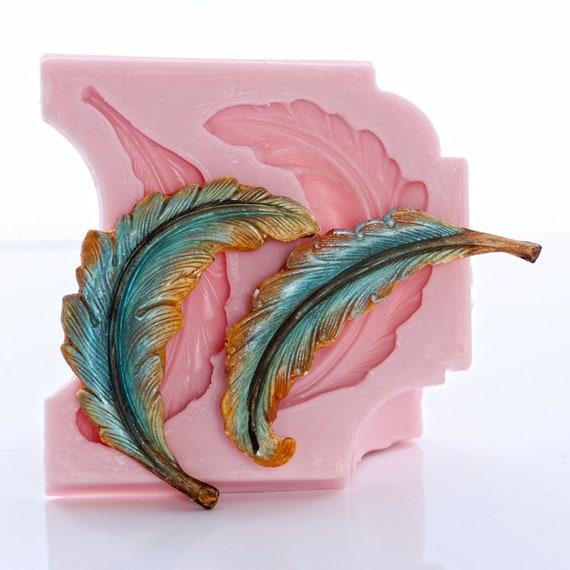 Feather Silicone Mold Creates Two Curved Feathers Mold is Flexible and Easy to Use With Fondant Chocolate Candy or Resin Clay Wax Soap 727 Etsy UK