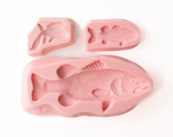 Fish Mold Set (IMPERFECT/SLIGHT DEFECT) - Food Safe Flexible Silicone, Chocolate, Candy, Fondant, Soap, Wax, Resin, Polymer Clay Mold (S2)