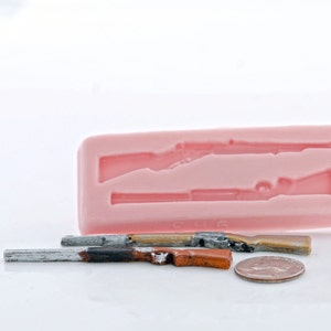 Silicone Mold Creates Two Rifles Shotguns Guns Use with Fondant, Candy, Chocolate Jewelry, Resin, Epoxy Clay, Polymer Clay 963 image 4