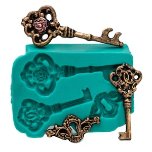 Mold Skeleton Key, Flexible silicone mould of vintage skeleton keys, candy mold, mold polymer clay, resin, PMC any moldable material (894)