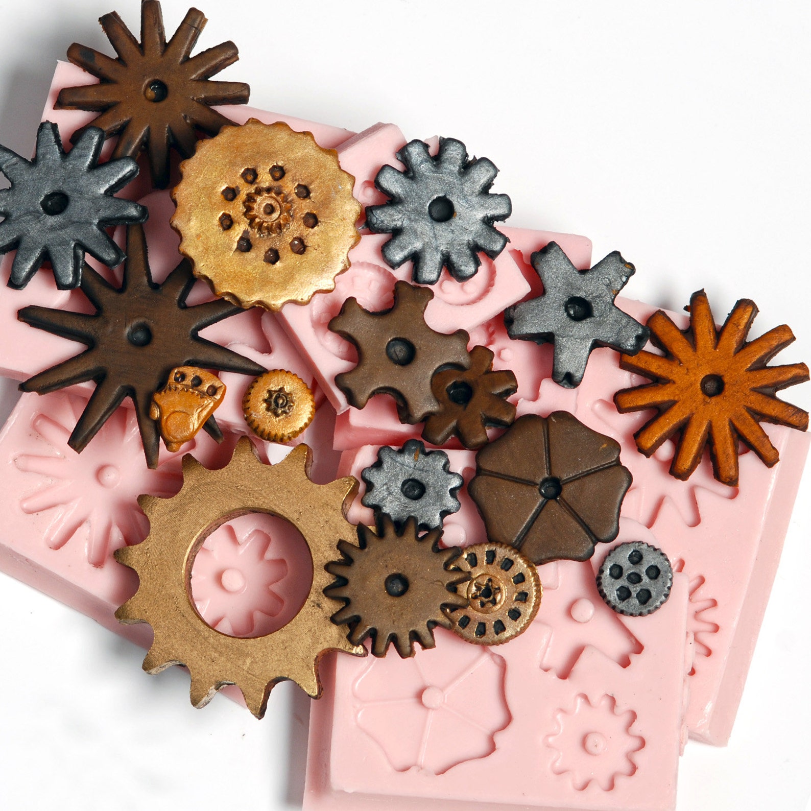 Silicone Molds Steampunk gear mold set of 6 flexible Etsy