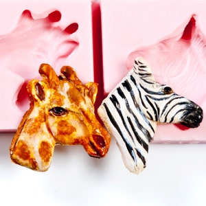 Giraffe and Zebra Silicone Mold Set - jewelry molds, fondant molds, resin molds, soap molds, wax molds, chocolate molds, clay molds (225)