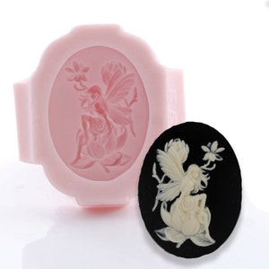 Fairy Cameo Silicone Mold -  Pixie Jewelry Mold  Resin Clay Epoxy Urethane - Food Safe Fondant Chocolate Cream Cheese Mints Soap Embed (551)