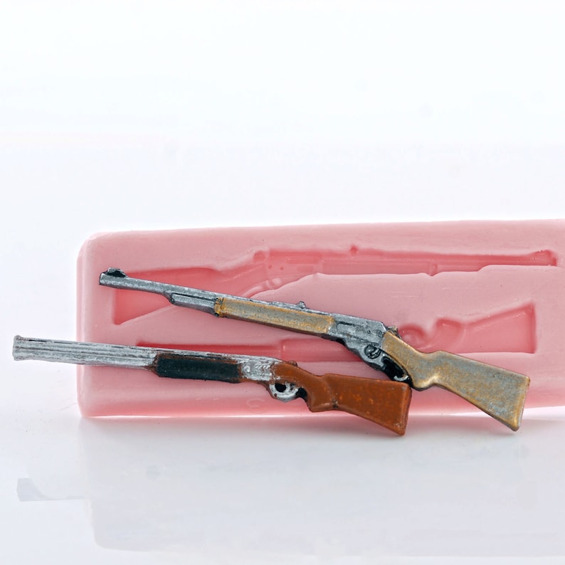 Silicone Mold Creates Two Rifles Shotguns Guns Use with Fondant, Candy, Chocolate Jewelry, Resin, Epoxy Clay, Polymer Clay 963 image 5