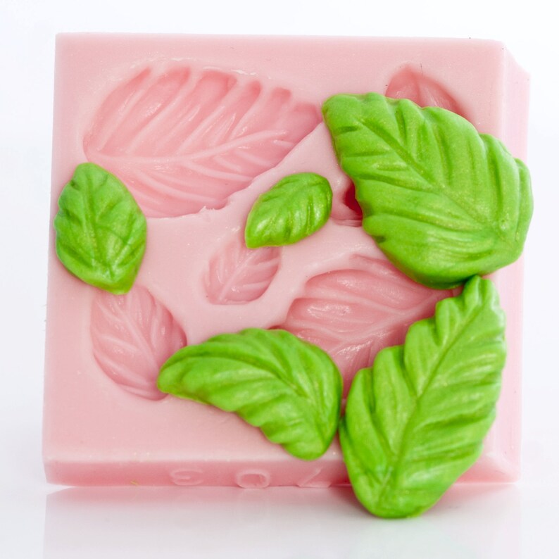 Cute Rose Leaf Mold make your own cabochons, cupcake toppers, cake decorations using this flexible mold 703 image 3