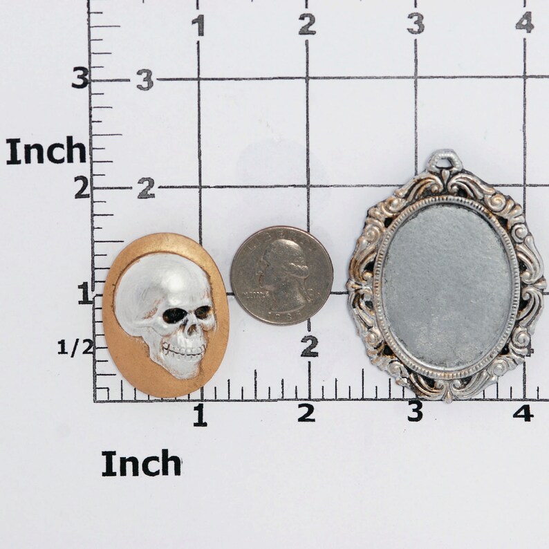 Food Safe Fondant Silicone Molds Skull Day of the Dead Cameo and Cameo Mount Mold Set Jewelry Resin Metal Epoxy Wood Clay Wax 270