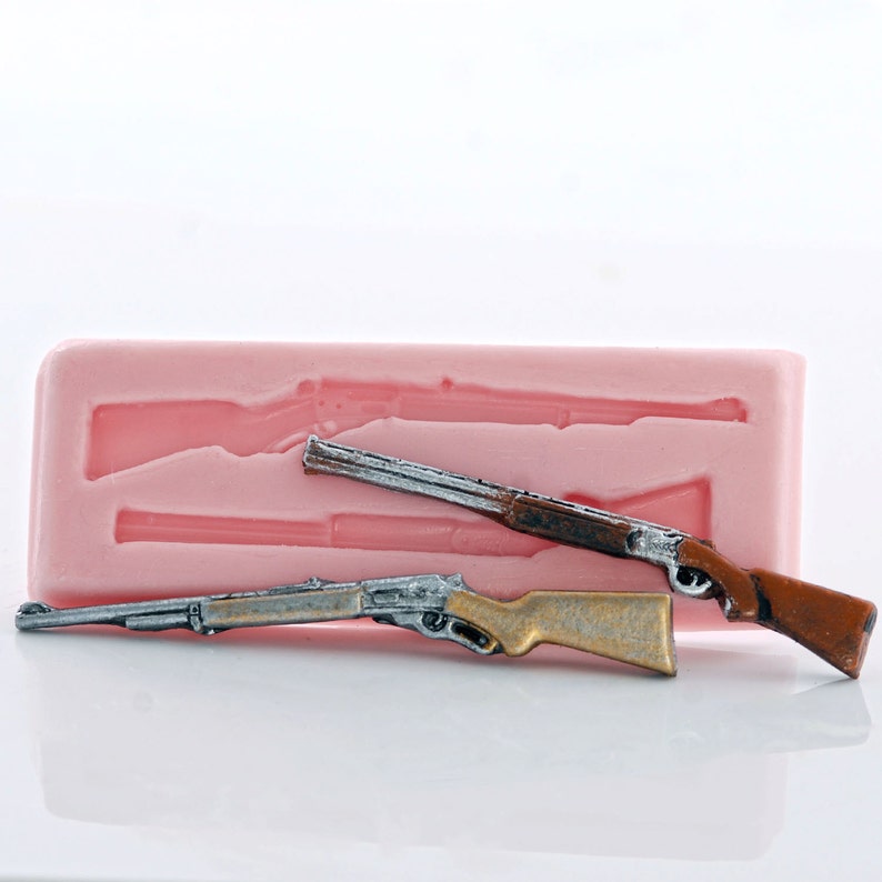 Silicone Mold Creates Two Rifles Shotguns Guns Use with Fondant, Candy, Chocolate Jewelry, Resin, Epoxy Clay, Polymer Clay 963 image 3