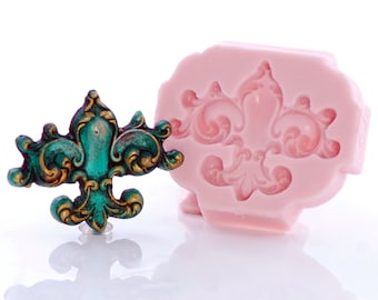 Mold Fleur De Lis Flexible Silicone - French Lily - Cake Decorating Mold Fondant Candy - Jewelry Resin Polymer Clay Metal Clay Mould  (750)