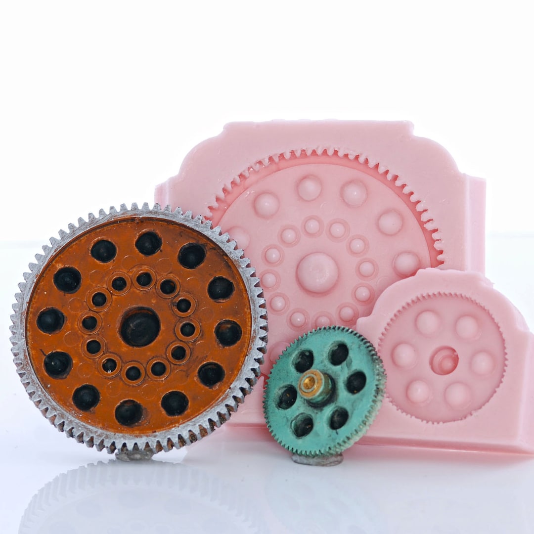 Silicone Molds Steam Punk Gear Molds Set of Two Large Gears Molds Have