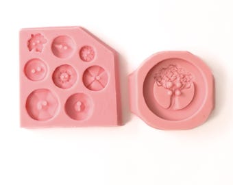Vintage Button Mold Set (IMPERFECT/SLIGHT DEFECT) Flexible Food Grade Silicone Molds - resin, glass, clay, chocolate, mint, wax mold (S8)