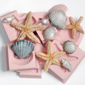 Silicone Seashell Molds Set of 7 Moulds - fondant sea shell molds - soap sea shell molds - candy sea shell mold - chocolate molds  (251)