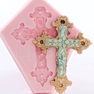 Silicone Victorian Cross Mold Mould for Fondant - Gum Paste - Chocolate - Candy - Clay - Resin - Utee Crafts, Jewelry or Food Mold (2)