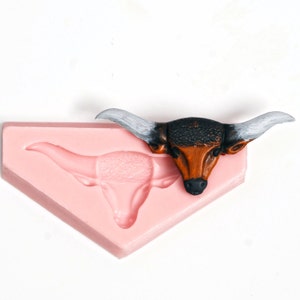 Silicone Mold Long Horn Steer Western Mold Food Safe Fondant Candy Chocolate Craft Jewelry Resin Polymer Clay Metal Clay Wax Mould (952)