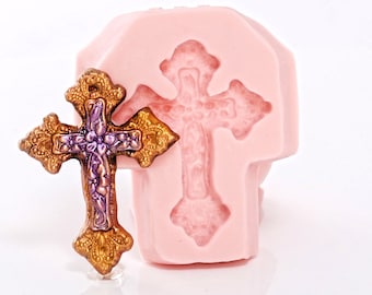 Victorian Cross Silicone Mold for Fondant - Gum Paste - Chocolate - Candy - Clay - Resin - Utee Crafts, Jewelry or Food Mold (754)