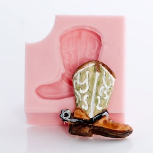 Cowboy Boot Silicone Mold for Polymer Clay, Resin, Soap, Wax, Plaster, Paper, Metal -food safe western mold - jewelry mold - mould (912)