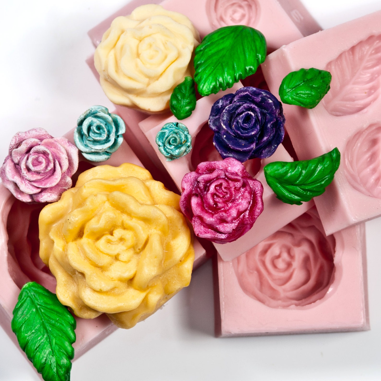 Rose Silicone Mold Set of 5 Fondant Molds Gum Paste Molds Etsy