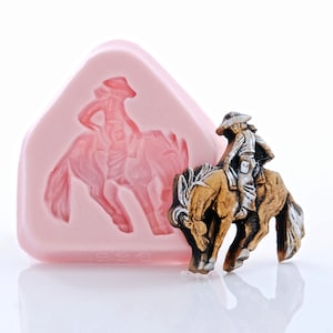 Stampo in silicone flessibile - Stampo per cowboy western, cavaliere e cavallo - Stampo per fondente, menta e cioccolato sicuro per alimenti - Resina artigianale, argilla, stampo (965)