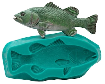 Silicone Fish Mold - Food Safe Chocolate Candy Fondant Ice Mold Flexible Soap Candle Wax Resin Polymer Clay Mold 5 & 3/8th inches long (408)