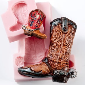 Cowboy Boot Silicone Mold Set - moule à bijoux en résine - moule à savon - moule artisanal - moule en argile - moule flexible - moule sans danger pour les aliments - moule (203)